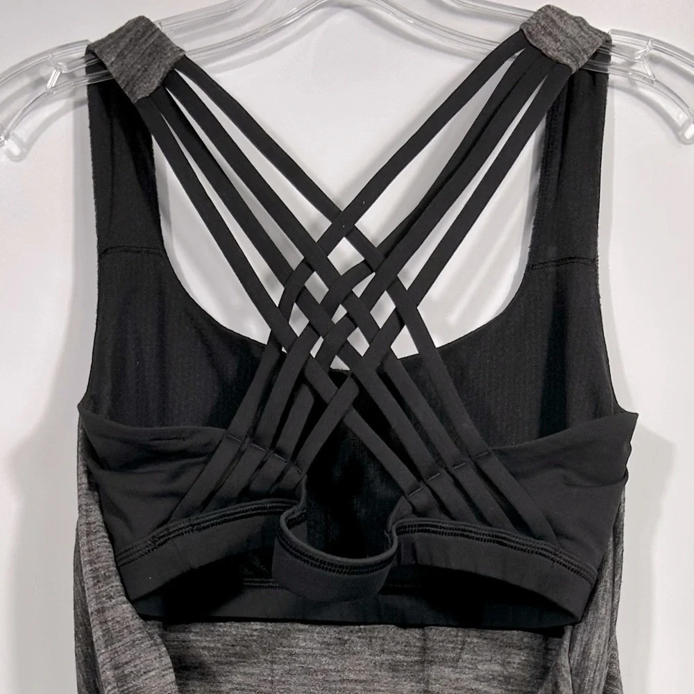 Lululemon Wild Tank Top With Built In Sports Bra Heathered Grey/Black Size 8